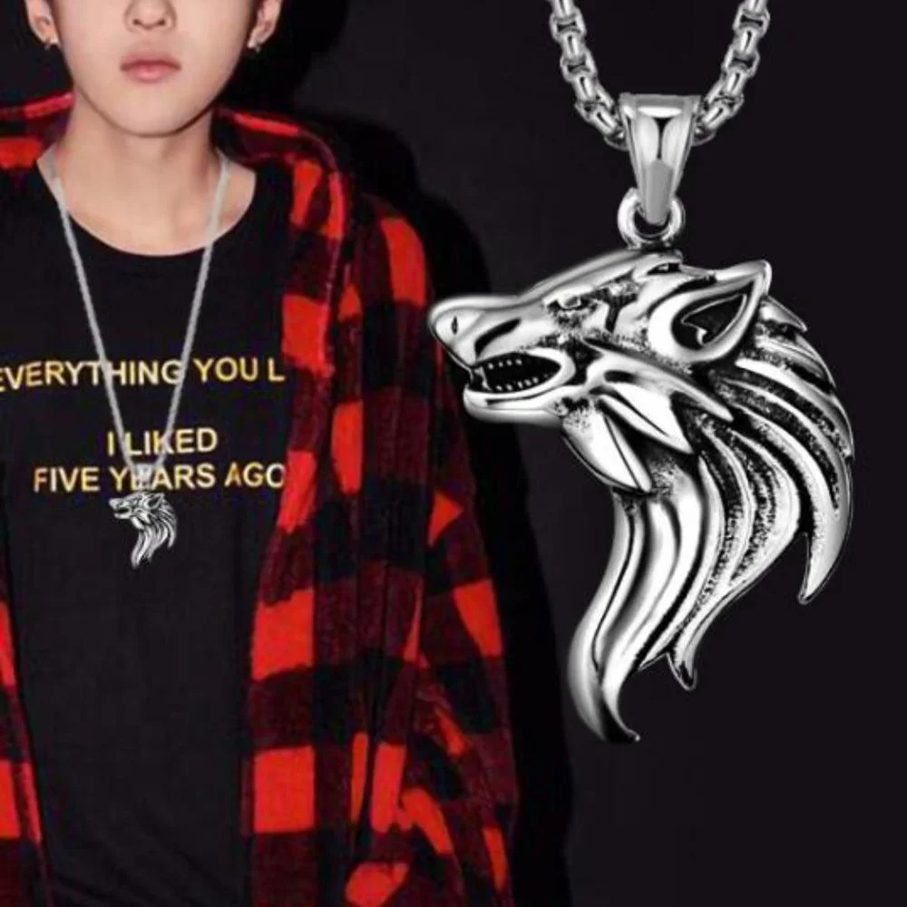 ❤️Viking wolf head fashion pendant necklace for women/men, N90201P182